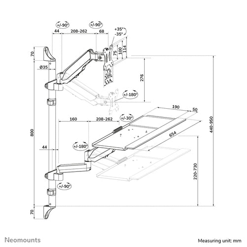 Neomounts WL90-325BL1 desktop sit-stand workplace