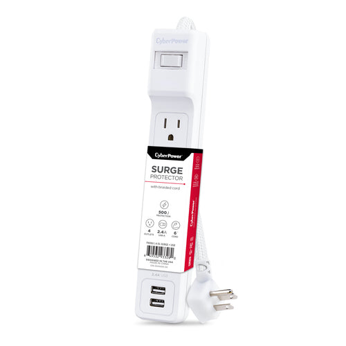 CyberPower Surge Protector 500J 4 AC Outlets NEMA 5-15P 15000A