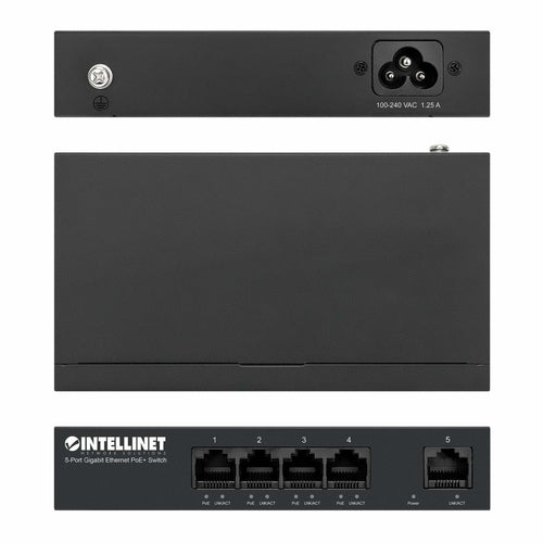 Gigabit Ethernet Network Switch Intellinet PoE Full Duplex Wall Mountable