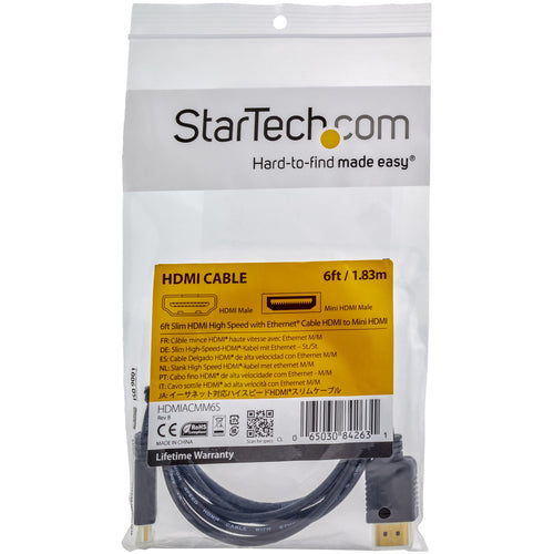StarTech.com 1,8m Mini-HDMI-auf-HDMI-Kabel – 4K 30Hz – High Speed – Ethernet-Unterstützung