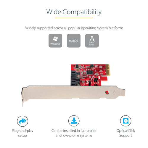 StarTech.com 2-Port PCIe-SATA-Erweiterungskarte – ASM1062R – 6 Gbit/s – Schnittstellenkarte