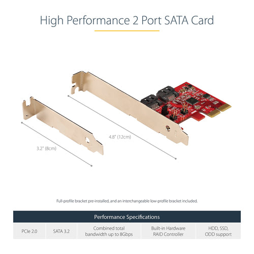 StarTech.com 2-Port PCIe-SATA-Erweiterungskarte – ASM1062R – 6 Gbit/s – Schnittstellenkarte