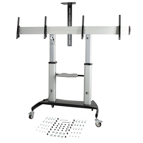 StarTech Dual TV-Wagen STNDMTVDUO - Mobiler Standfuß für 37-60 Zoll VESA-TVs