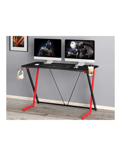 Gaming Computer Desk Urban Factory Rectangular Shape PVC Stainless Steel Black Red