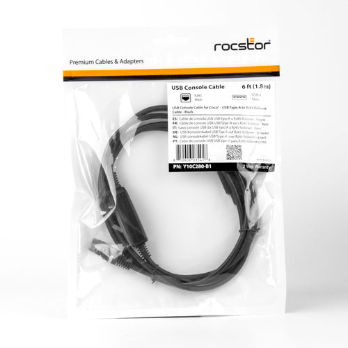 USB Type-A to RJ-45 Male Male Serial Cable 1.8m Black