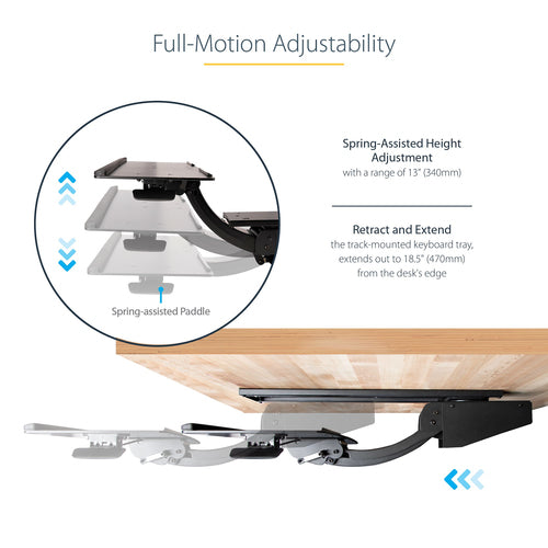StarTech.com KBTRAYADJ2 Adjustable Keyboard Tray - 10"x26" Ergonomic Workspace Solution
