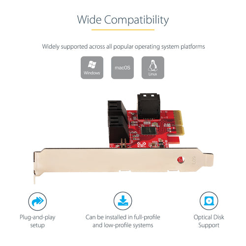 SATA PCIe Expansion Card 2 Port 6Gbps ASMedia ASM1061 Adapter