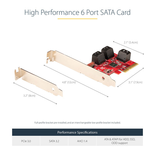 SATA PCIe Expansion Card 2 Port 6Gbps ASMedia ASM1061 Adapter