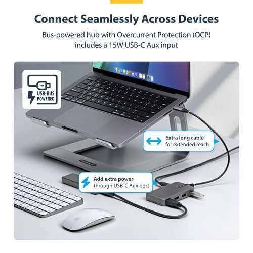 USB-C Hub 4-Port USB 3.2 Gen 1 5Gbps mit USB-A-Anschlüssen