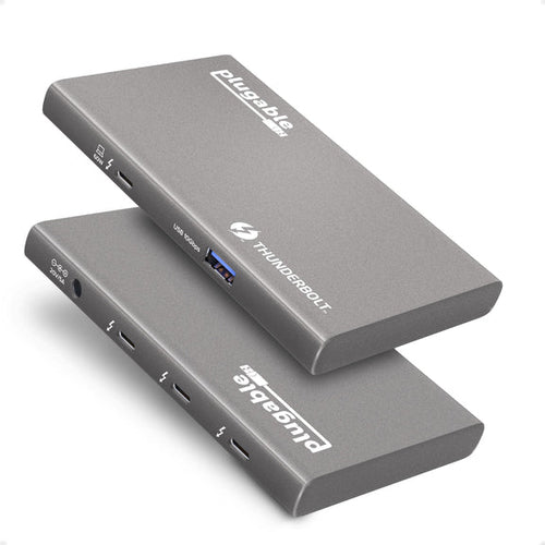 Plugable Technologies USB4-HUB3A Thunderbolt 4 Hub - 10Gbps Speed, 60W Charging, Grey