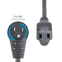 StarTech.com 3ft Power Extension Cord - NEMA 5-15P to NEMA 5-15R, 16 AWG, Rotating Flat Plug