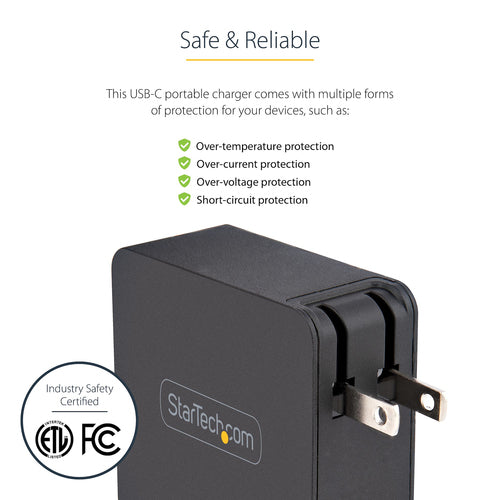 StarTech.com WCH1CBK USB C Wall Charger 60W PD - Universal Laptop Power Adapter