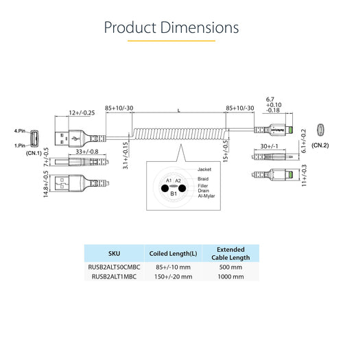 StarTech.com RUSB2ALT50CMBC lightning cable