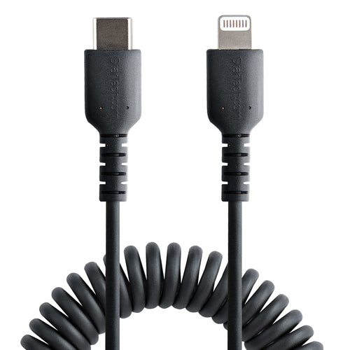 StarTech USB C to Lightning Cable - 1m Coiled, MFi Certified, Durable Charging Cable