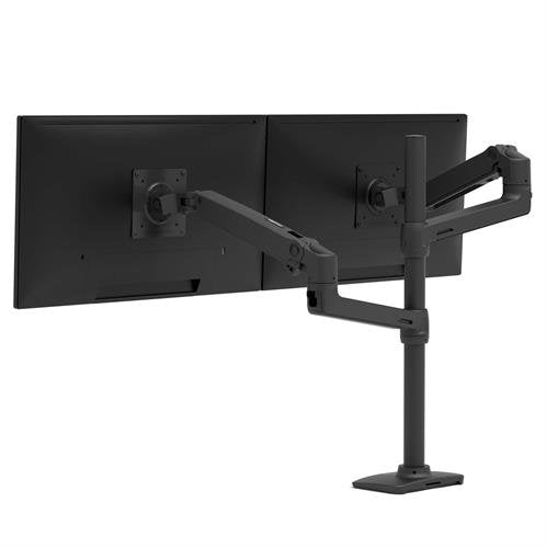 Dual Monitor Mount Ergotron LX Series Tall Pole Arm Matte Black 20 kg Capacity