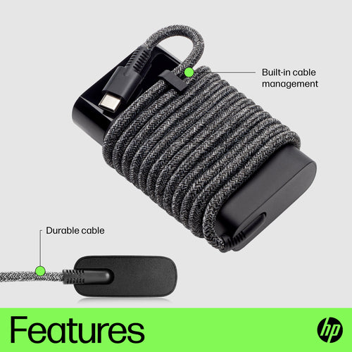 HP USB-C 65W Laptop-Ladegerät | Hochleistungs-Netzteil | Kompatibel mit Laptops