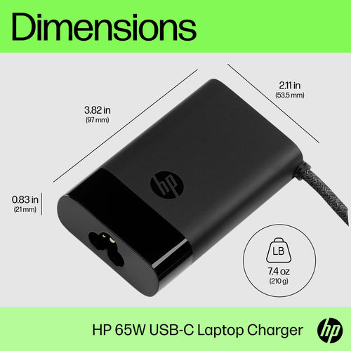 HP USB-C 65W Laptop-Ladegerät | Hochleistungs-Netzteil | Kompatibel mit Laptops