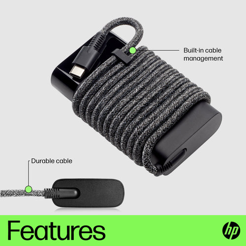 HP USB-C 65W Laptop-Ladegerät | Hochleistungs-Netzteil | Kompatibel mit Laptops