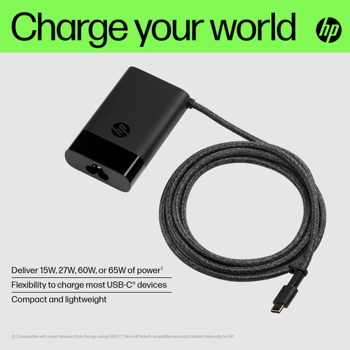 HP USB-C 65W Laptop-Ladegerät | Hochleistungs-Netzteil | Kompatibel mit Laptops