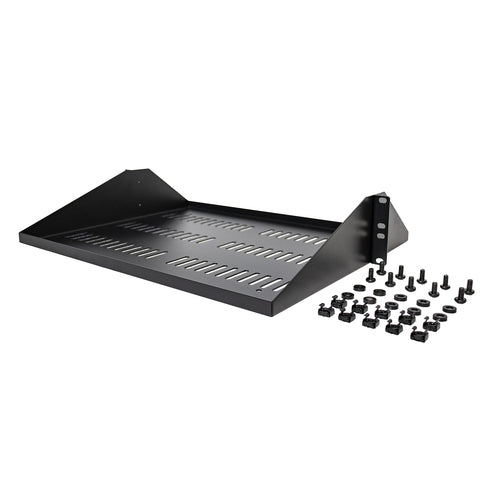 StarTech.com 2U Belüftete Rackablage für 19"-Geräte – Schwarz, robust – 90 kg Tragkraft