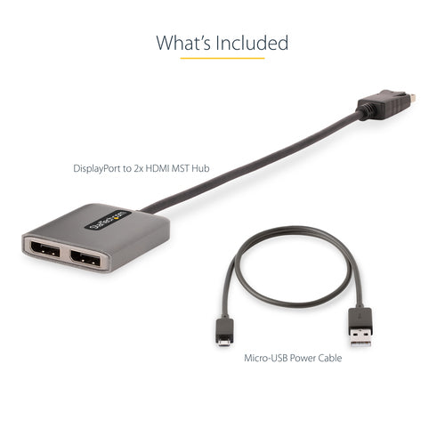 StarTech DP to Dual HDMI MST Hub - 4K 60Hz Video Adapter
