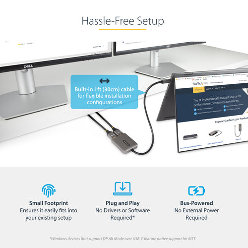 StarTech.com MST14CD122HD USB-C to Dual HDMI Adapter - 4K 60Hz Multi-Monitor Hub