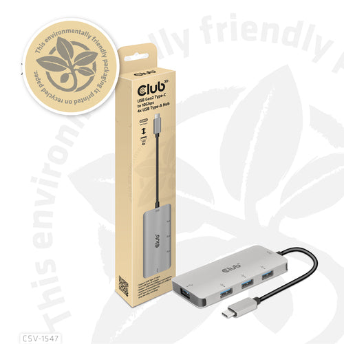 CLUB3D CSV-1547 4-Port USB-A Hub - 10Gbps Fast Transfer USB 3.2 Gen 2