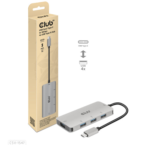 CLUB3D CSV-1547 4-Port USB-A Hub - 10Gbps Fast Transfer USB 3.2 Gen 2