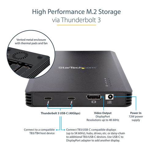 StarTech.com M2E4BTB3 4 Bay Thunderbolt 3 NVMe Enclosure - 40Gbps Storage Solution
