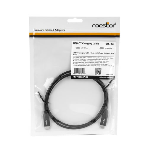 USB Cable Rocstor Y10C287-B1 USB-C to USB-C 1m 0.48 Gbit/s