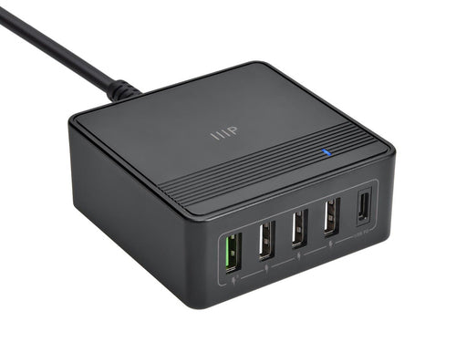 Desktop Charger Monoprice 60W 5-Port USB-C Compact Black