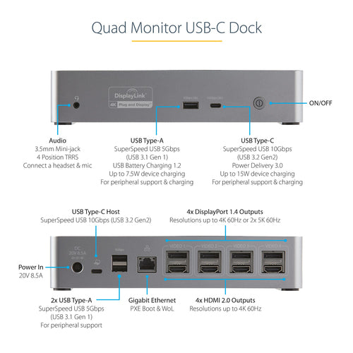 StarTech.com DK31C4DPPDUE laptop dock/port replicator
