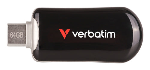 USB Flash Drive Verbatim Plectra 64GB USB-C Up to 100MB/s Capless Black