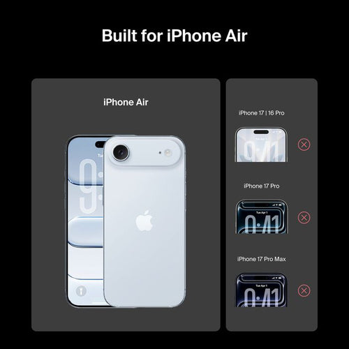 Belkin InvisiGlass Screen Protector for iPhone Air Anti-Bacterial Impact Resistant Transparent