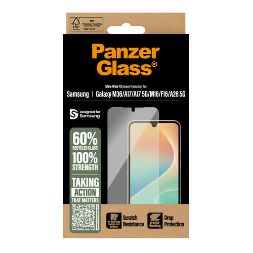 PanzerGlass ® Screen Protector Samsung Galaxy M17 5G | M36 | A17 | A17 5G | M16 | F16 | A26 5G | Ultra-Wide Fit