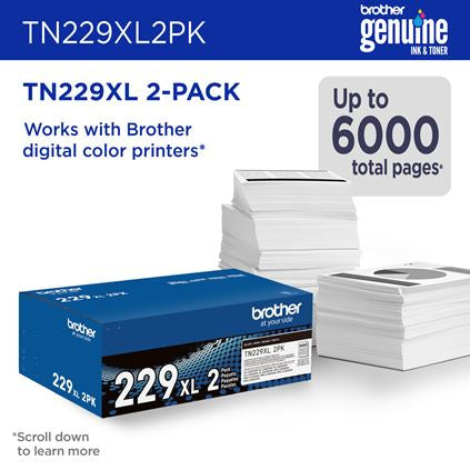 Brother TN-229XL2PK Black Toner Cartridge - 3000 Pages - High Capacity