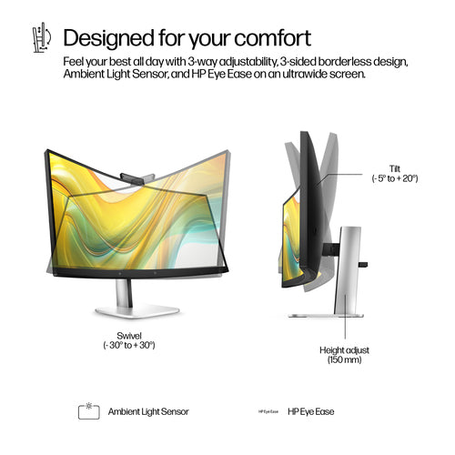 HP Series 5 Pro 34 inch WQHD USB-C Conferencing Monitor - 534pm computer monitor