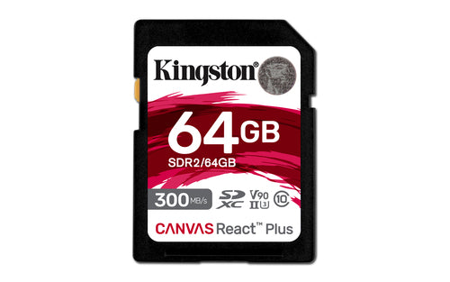 64GB Kingston Technology Canvas React Plus SDXC UHS-II 300MB/s 4K/8K Memory Card