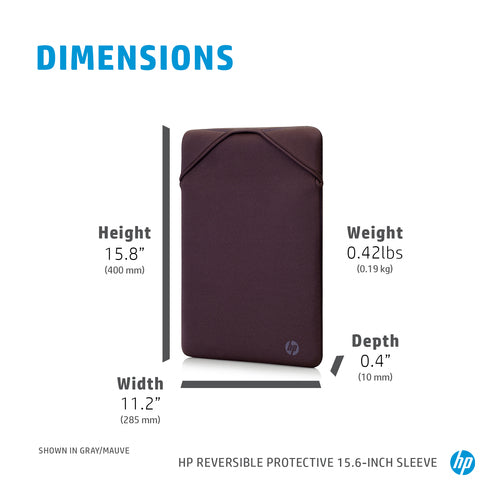 HP Protective Reversible 15.6 Gray/Mauve Laptop Sleeve