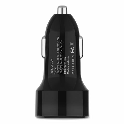 12V 3A Black Auto Cigar Lighter Mobile Device Charger