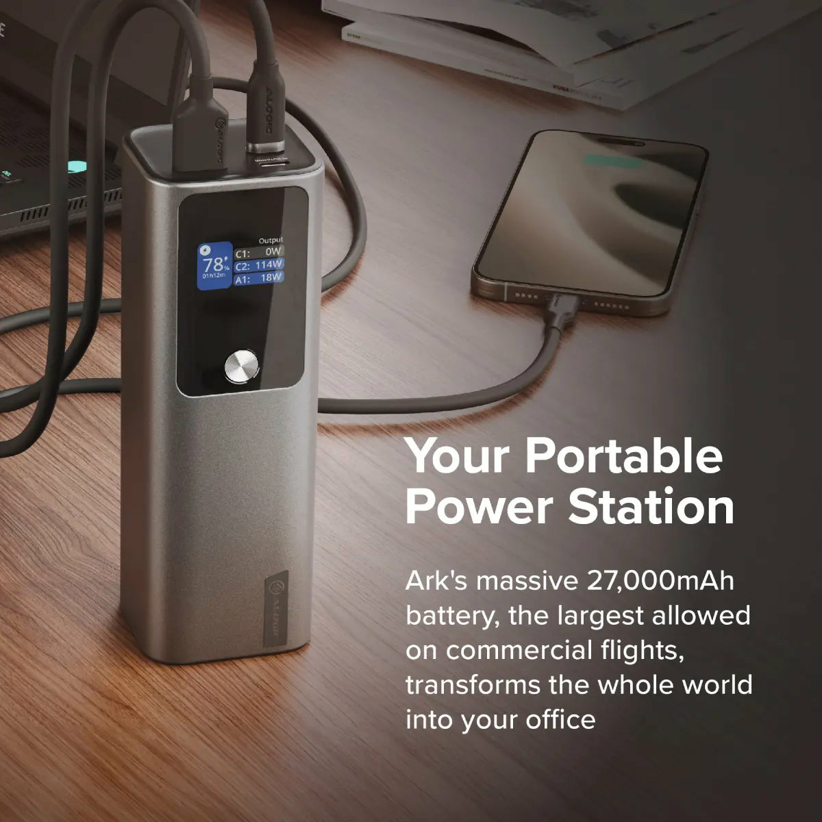 27000mAh ALOGIC Power Bank 140W USB-C Fast Charging Silver