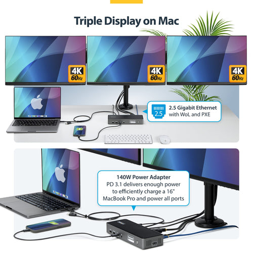 StarTech.com DK30C2DPEPRUE laptop dock/port replicator