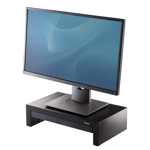 Fellowes Designer Suites Monitorständer – Verstellbarer ergonomischer Ständer für 21-Zoll-Monitore, Schwarz/Perlglanz-Finish