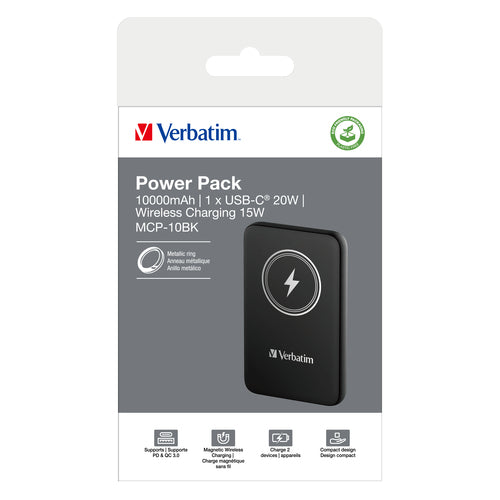 Magnetische kabellose Powerbank 10000mAh Verbatim Quick Charge 3.0