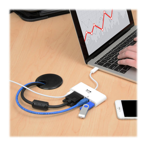 USB-C Multiport Adapter Tripp Lite U444-06N VGA 5Gbps Ethernet