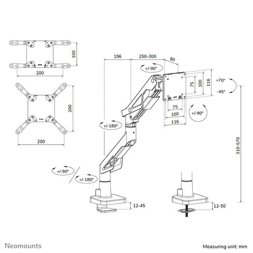 Neomounts DS70-256BL1 monitor mount / stand