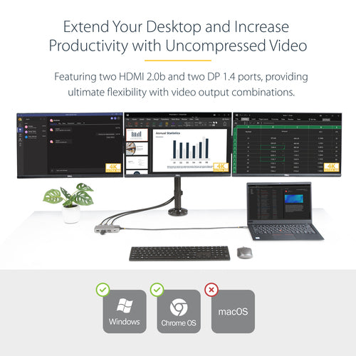 Laptop Dock StarTech.com 117B-USBC-MULTIPORT 3-Display 100W USB-C
