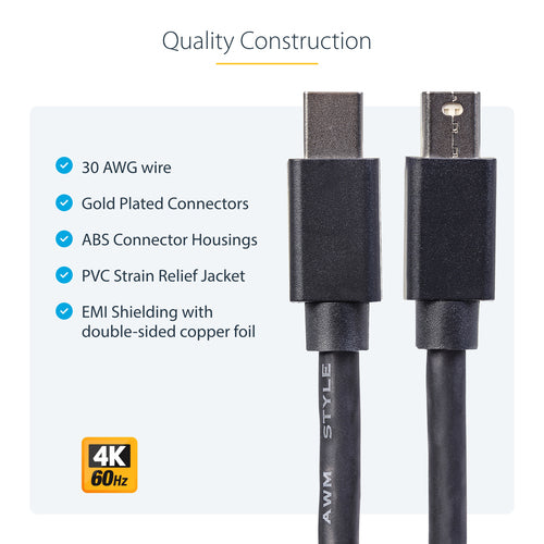 StarTech 0,9 m Mini DisplayPort Kabel – 8K 60Hz HDR10, 4K 120Hz – Ultra HD DisplayKabel