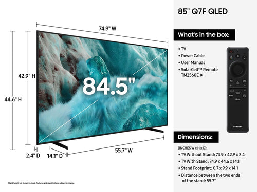 Samsung QN85Q7FAAF 85" QLED Smart TV - 4K Ultra HD, Wi-Fi, Schwarz