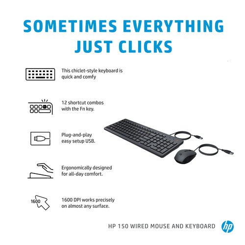 HP 150 Wired Mouse and Combination keyboard